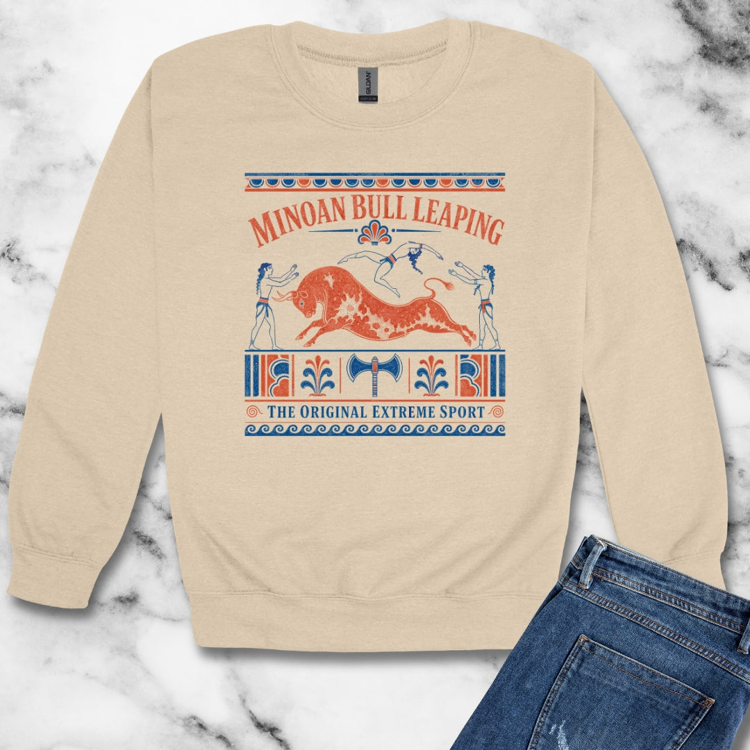 Minoan Bull Leaping Extreme Sport Unisex Heavy Crewneck Sweatshirt