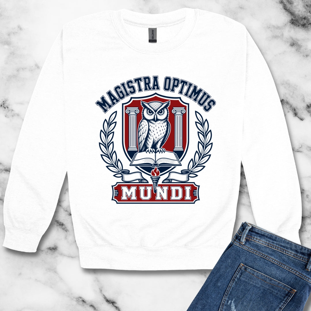 Magistra Optimus Mundi Female Teacher Unisex Heavy Crewneck Sweatshirt