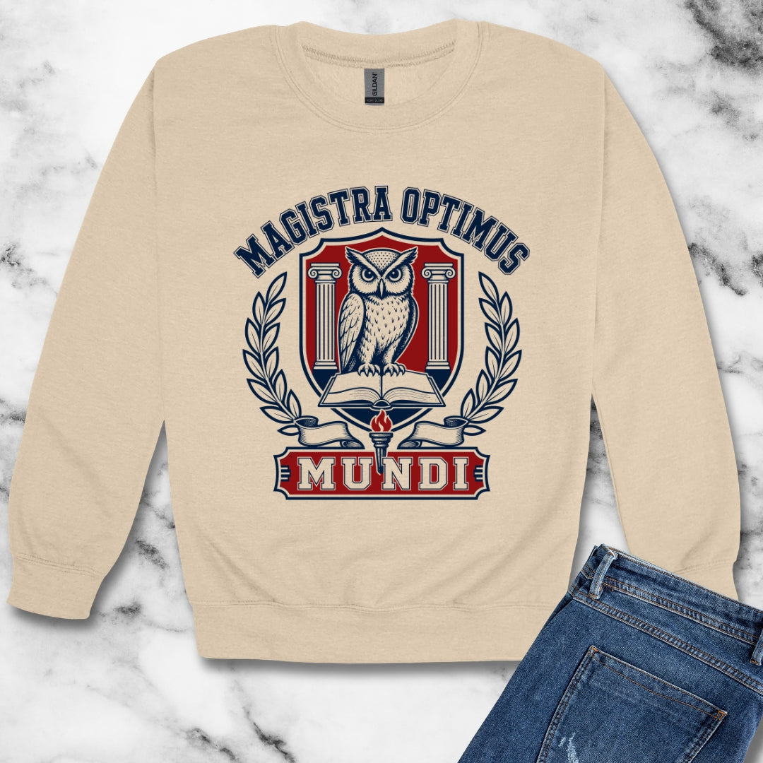 Magistra Optimus Mundi Female Teacher Unisex Heavy Crewneck Sweatshirt