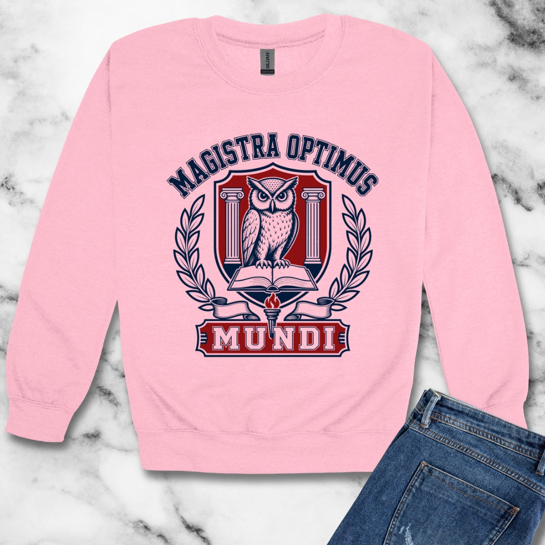 Magistra Optimus Mundi Female Teacher Unisex Heavy Crewneck Sweatshirt