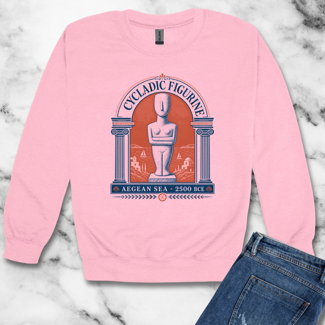 Cycladic Figurine 2500 Aegean Sea Unisex Heavy Crewneck Sweatshirt