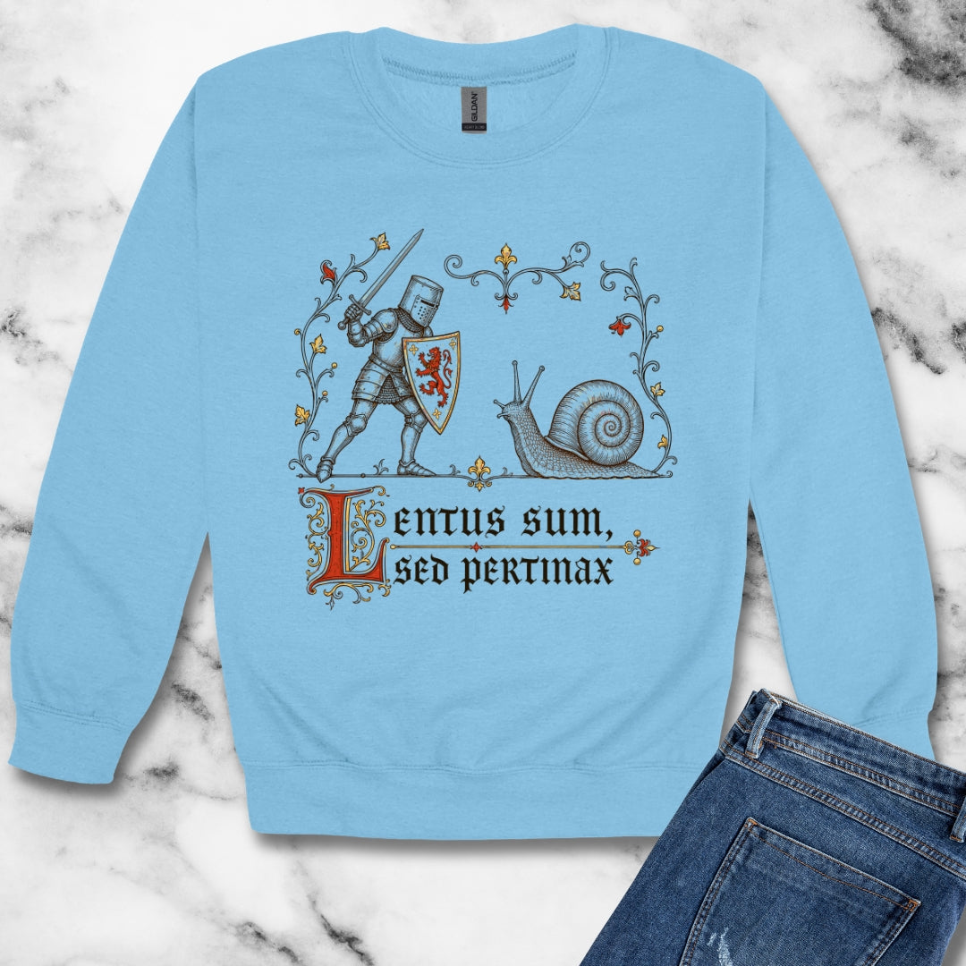 Knight vs Snail Marginalia Slow but Persistent Unisex Heavy Crewneck Sweatshirt