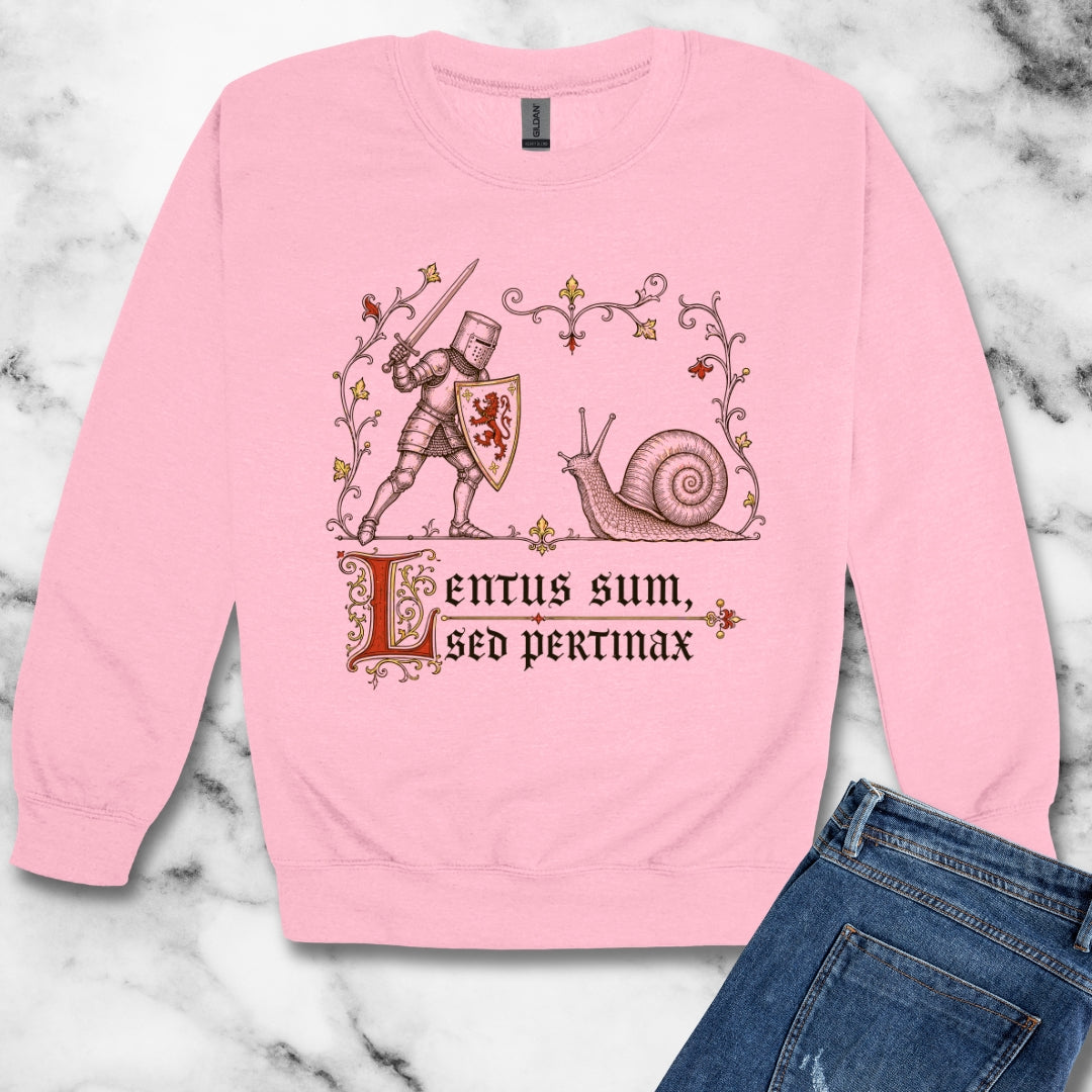 Knight vs Snail Marginalia Slow but Persistent Unisex Heavy Crewneck Sweatshirt