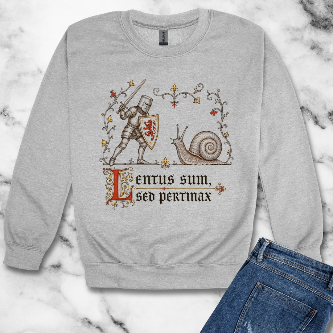 Knight vs Snail Marginalia Slow but Persistent Unisex Heavy Crewneck Sweatshirt
