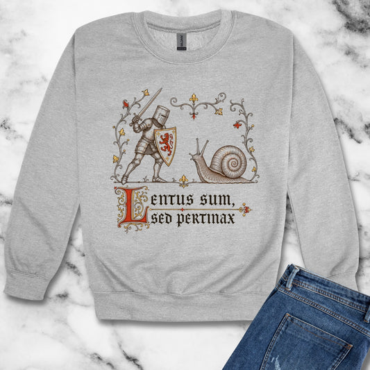 Knight vs Snail Marginalia Slow but Persistent Unisex Heavy Crewneck Sweatshirt
