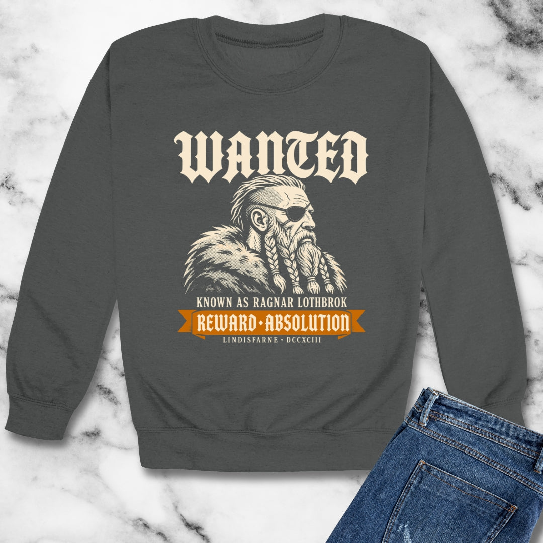 Wanted Ragnar Lothbrok Lindisfarne Unisex Heavy Crewneck Sweatshirt