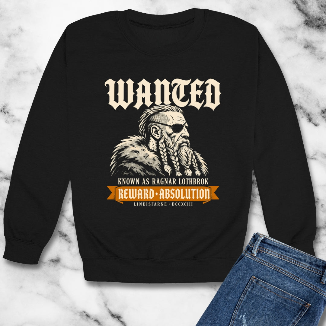 Wanted Ragnar Lothbrok Lindisfarne Unisex Heavy Crewneck Sweatshirt