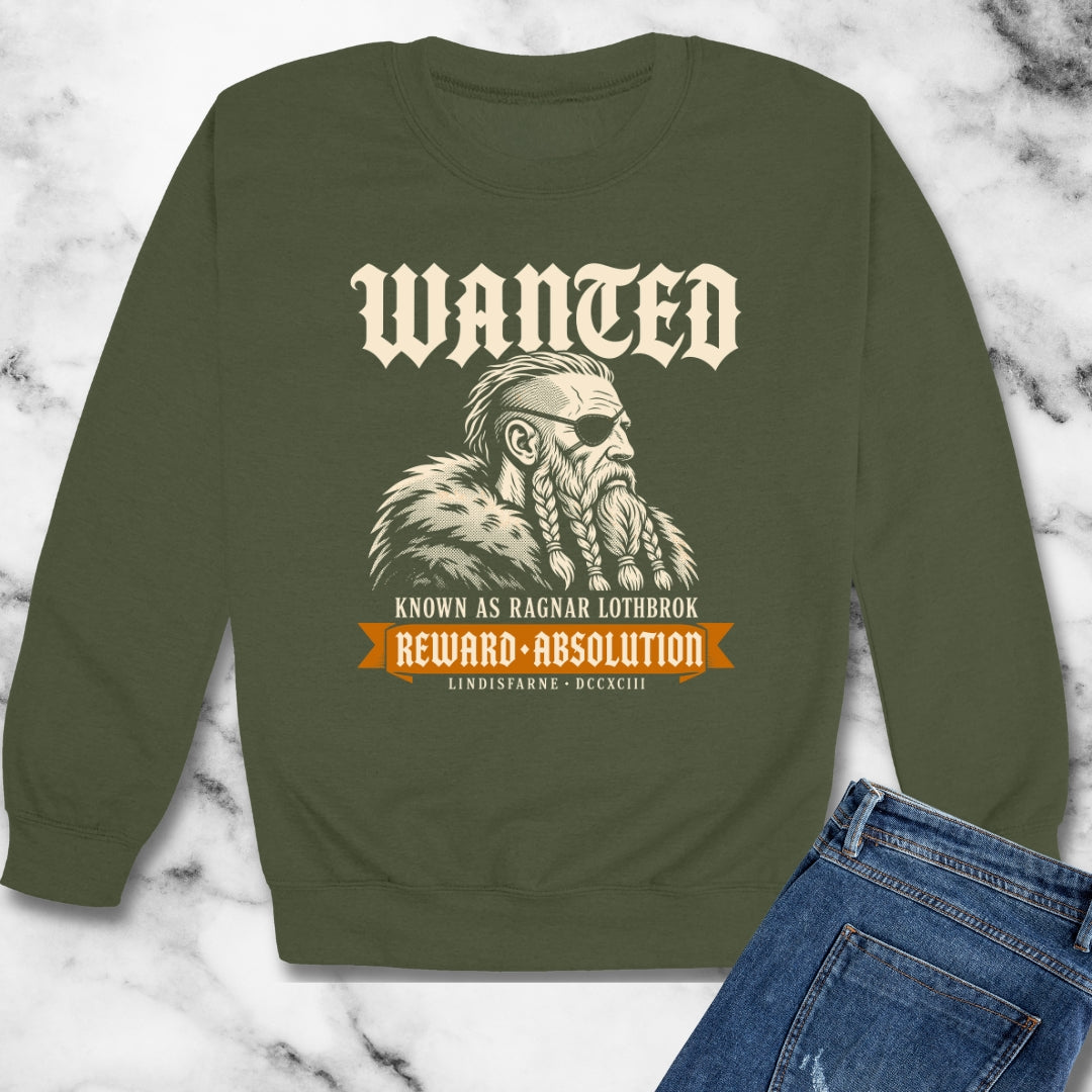 Wanted Ragnar Lothbrok Lindisfarne Unisex Heavy Crewneck Sweatshirt