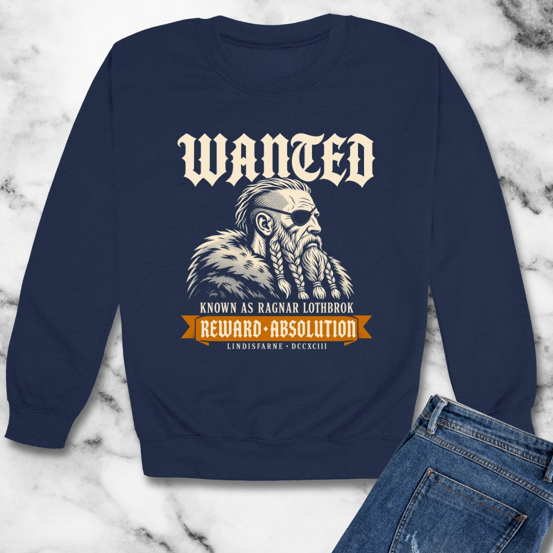 Wanted Ragnar Lothbrok Lindisfarne Unisex Heavy Crewneck Sweatshirt