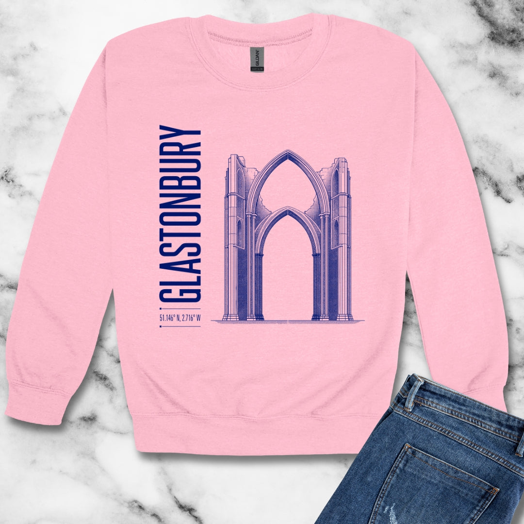 Glastonbury Abbey Blueprint Unisex Heavy Crewneck Sweatshirt