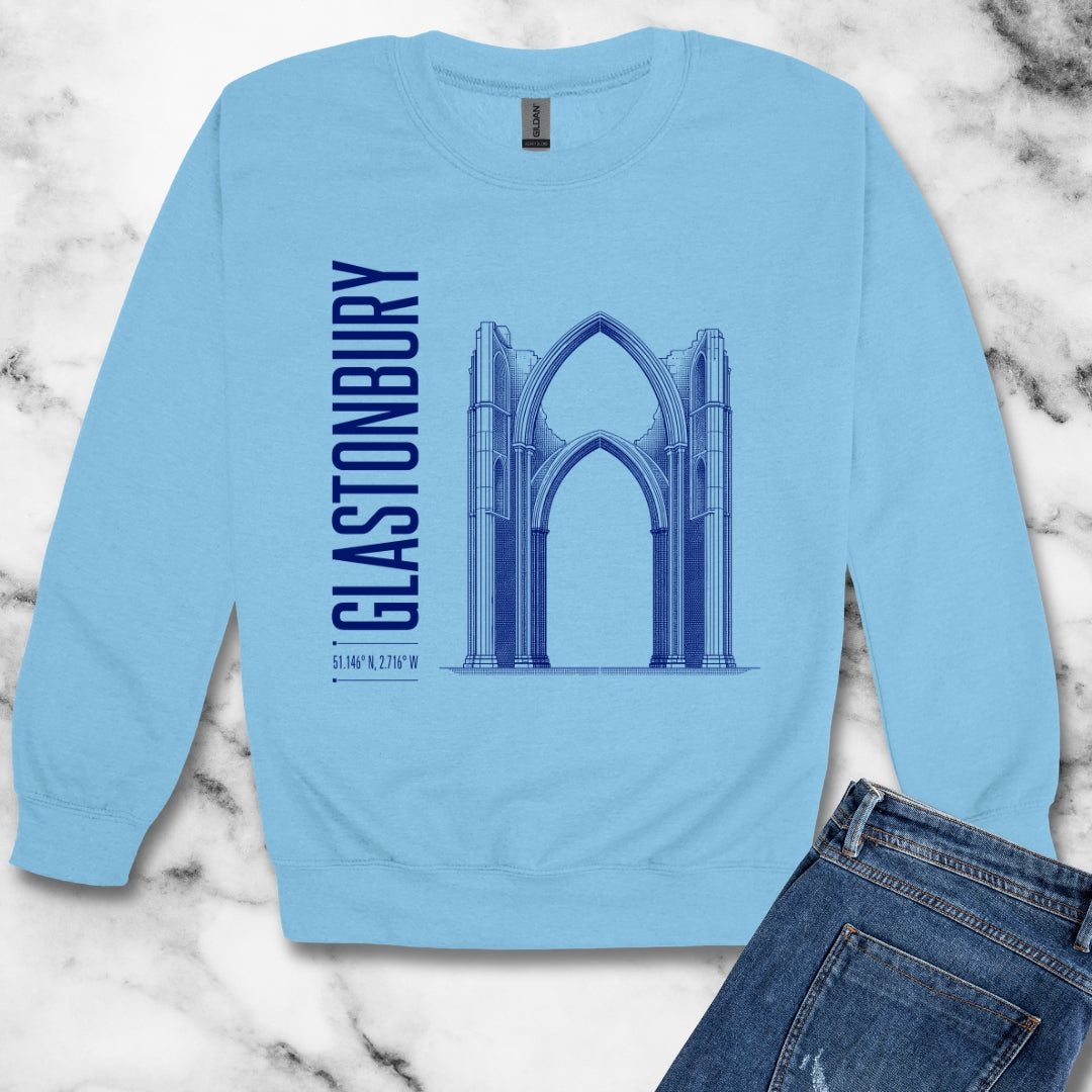 Glastonbury Abbey Blueprint Unisex Heavy Crewneck Sweatshirt