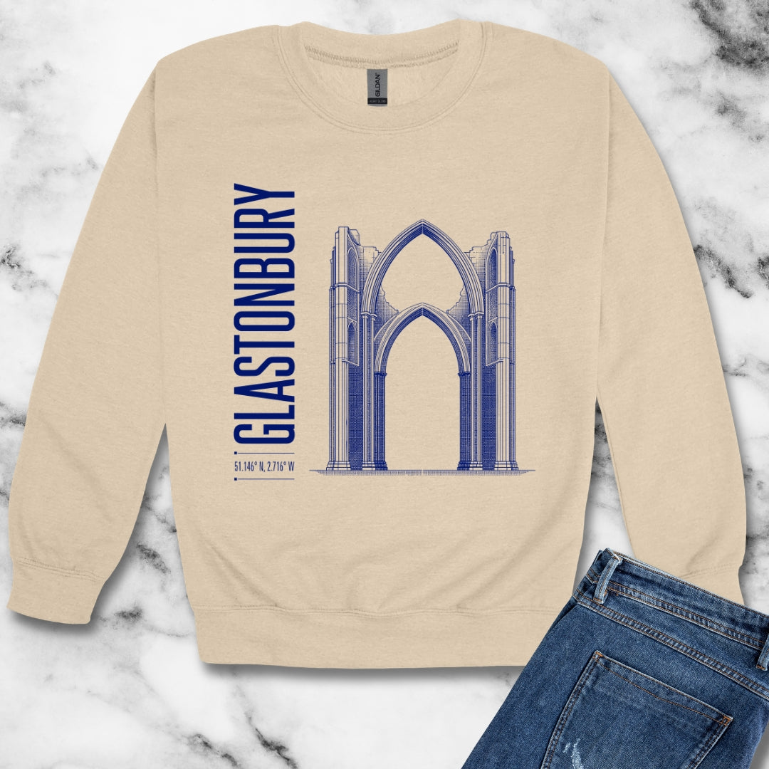 Glastonbury Abbey Blueprint Unisex Heavy Crewneck Sweatshirt