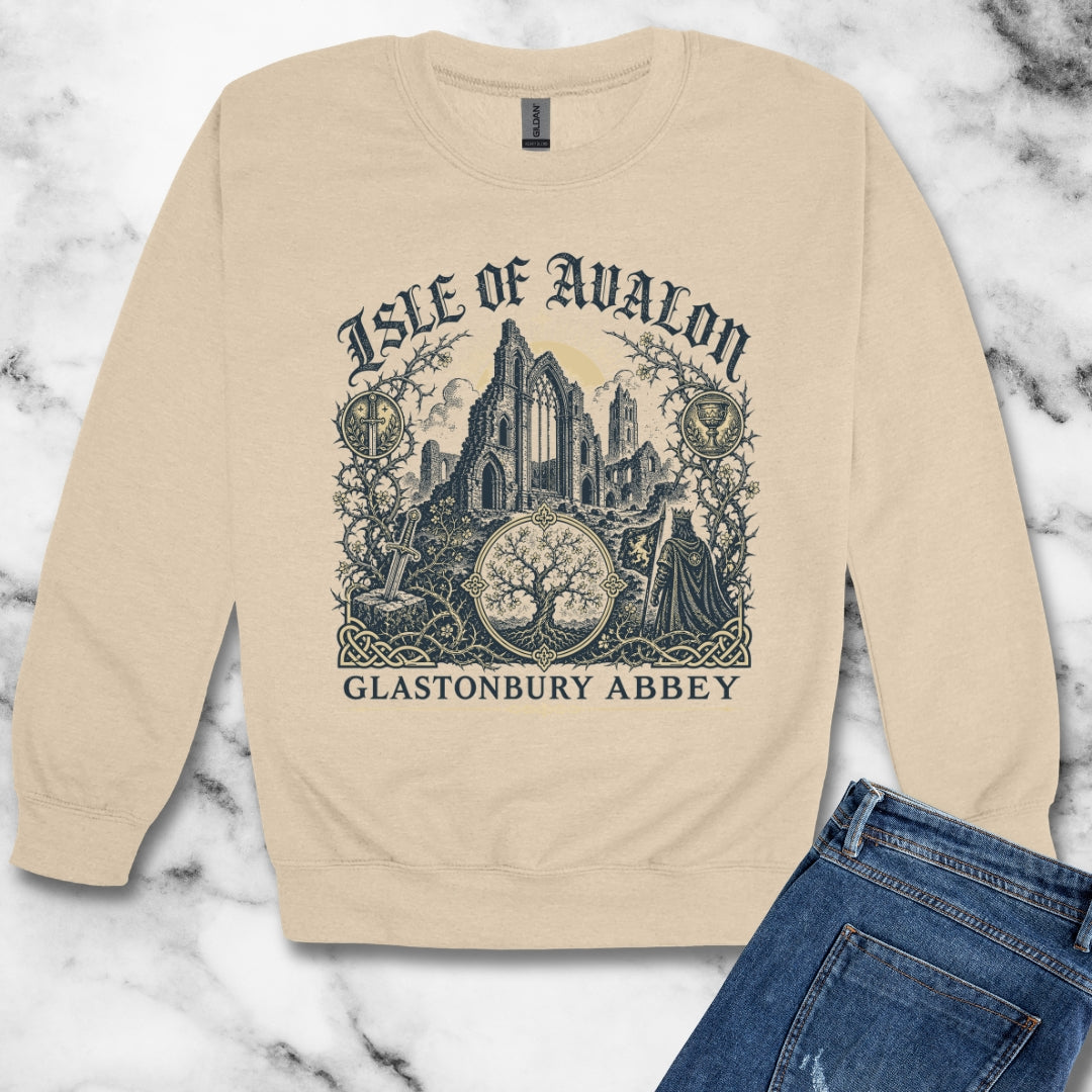 Glastonbury Abbey Isle of Avalon Unisex Heavy Crewneck Sweatshirt