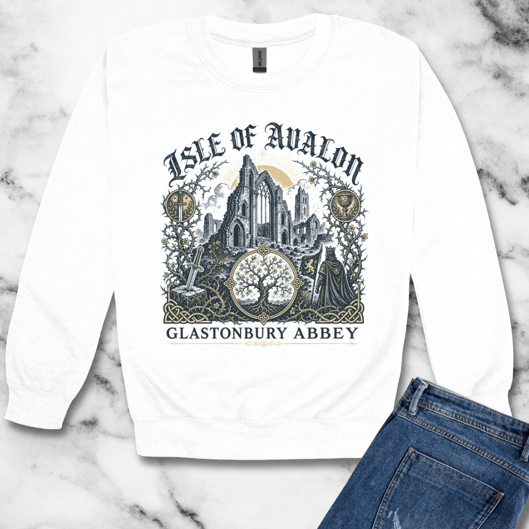 Glastonbury Abbey Isle of Avalon Unisex Heavy Crewneck Sweatshirt