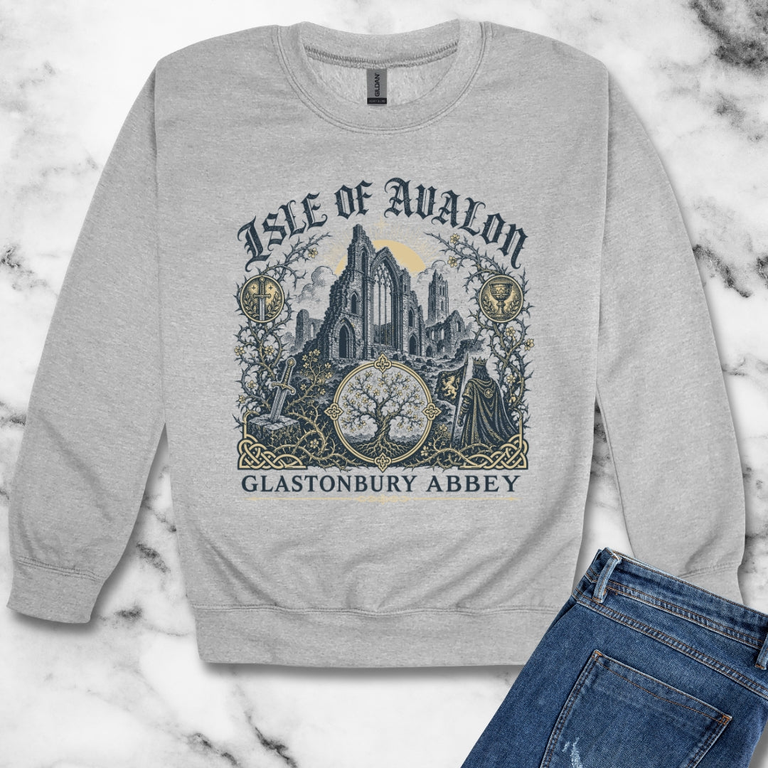 Glastonbury Abbey Isle of Avalon Unisex Heavy Crewneck Sweatshirt