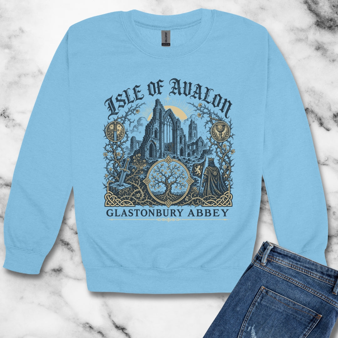 Glastonbury Abbey Isle of Avalon Unisex Heavy Crewneck Sweatshirt