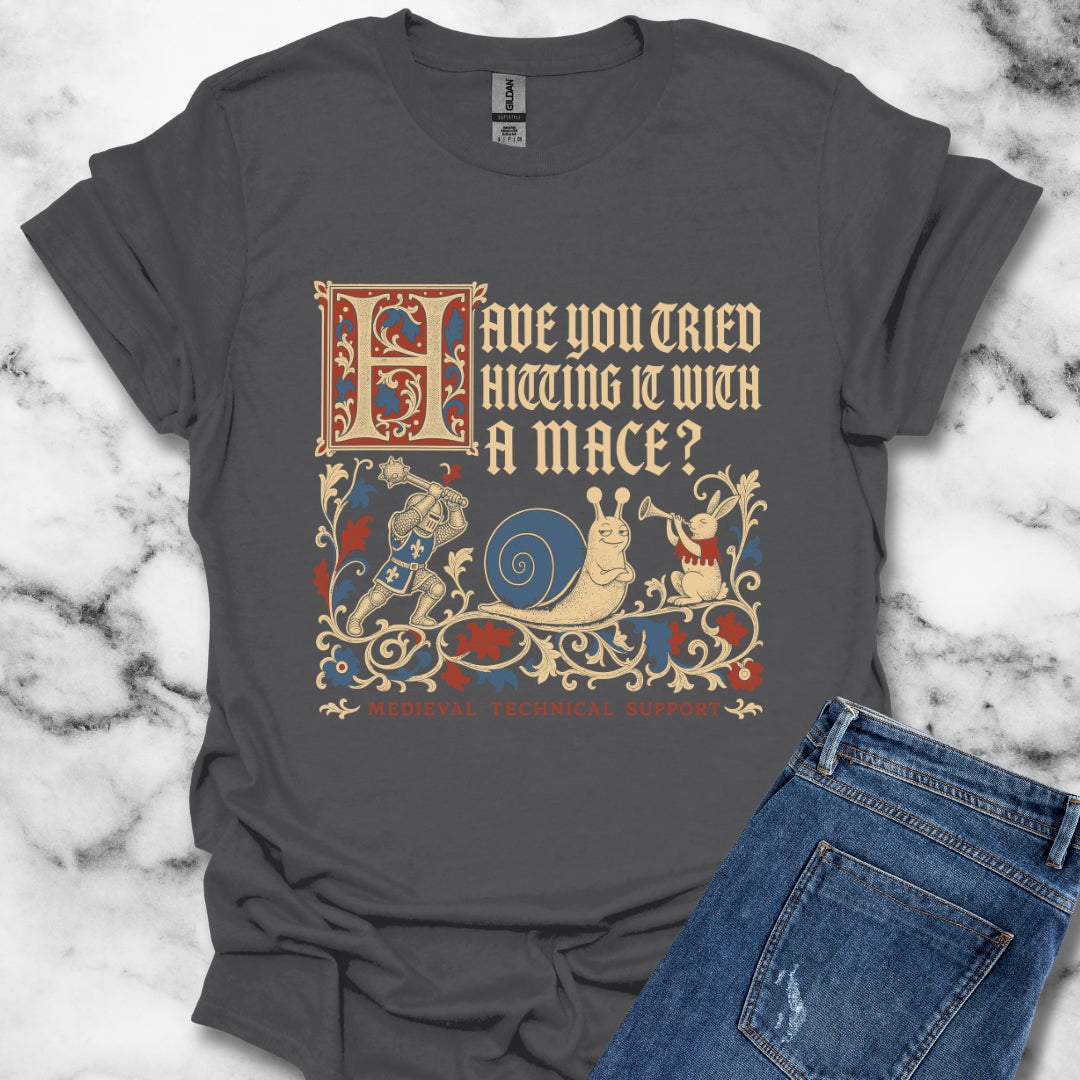 Medieval Technical Support Knight Snail Mace T-Shirt