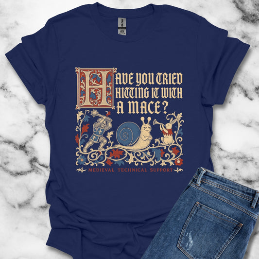 Medieval Technical Support Knight Snail Mace T-Shirt