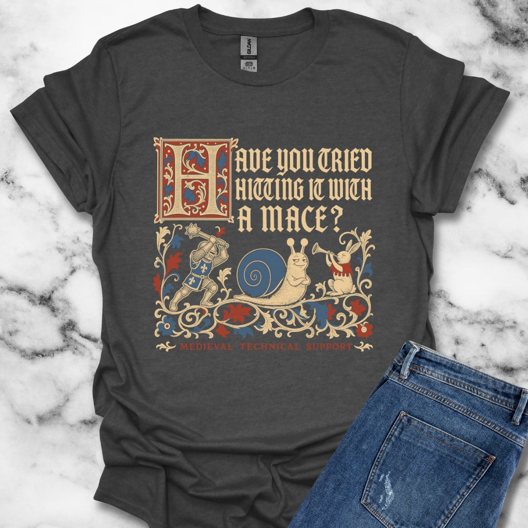 Medieval Technical Support Knight Snail Mace T-Shirt