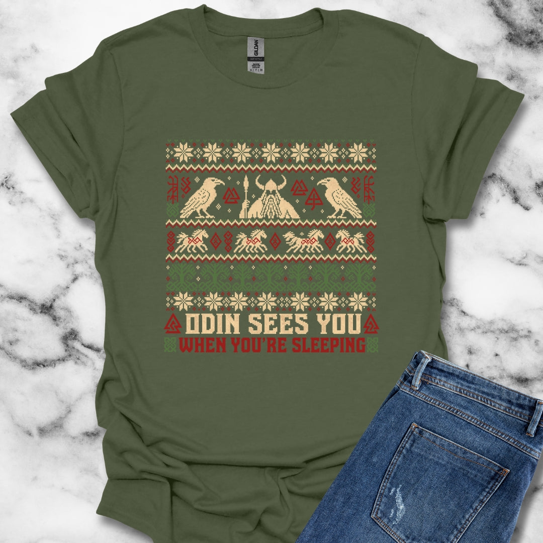 Odin Ugly Christmas Sweater Style T-Shirt