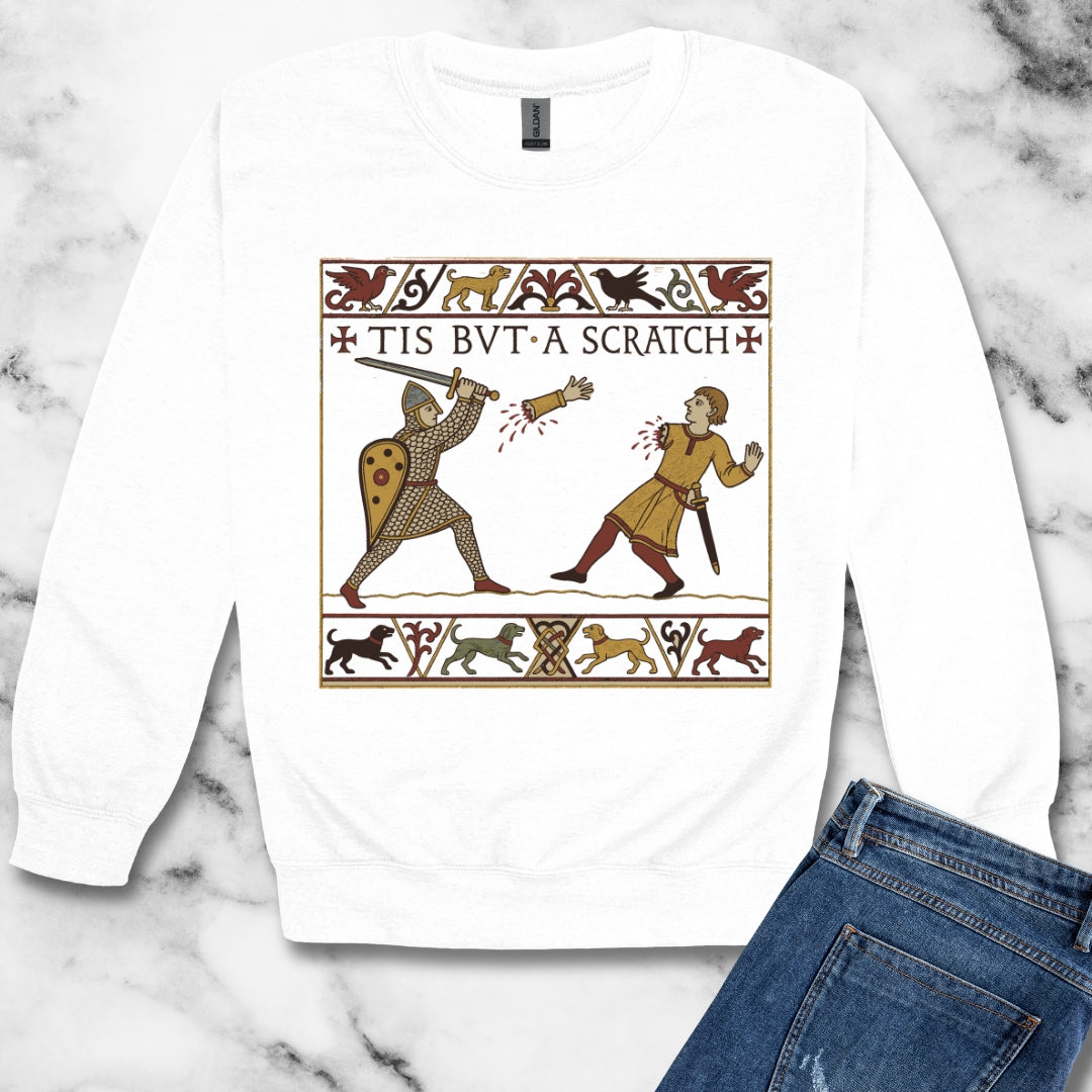 Tis But A Scratch Tapestry Unisex Heavy Crewneck Sweatshirt