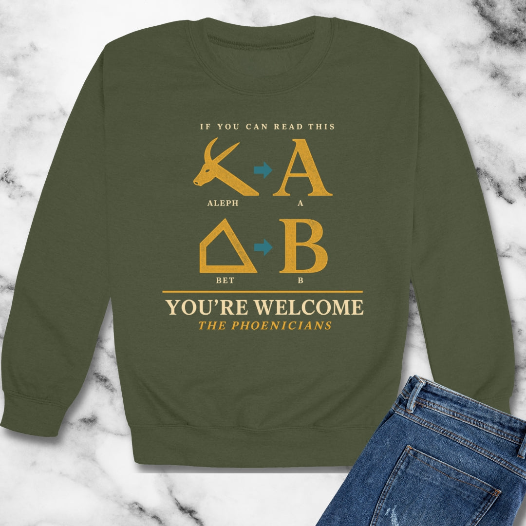 If You Can Read Phoenician Alphabet Unisex Heavy Crewneck Sweatshirt
