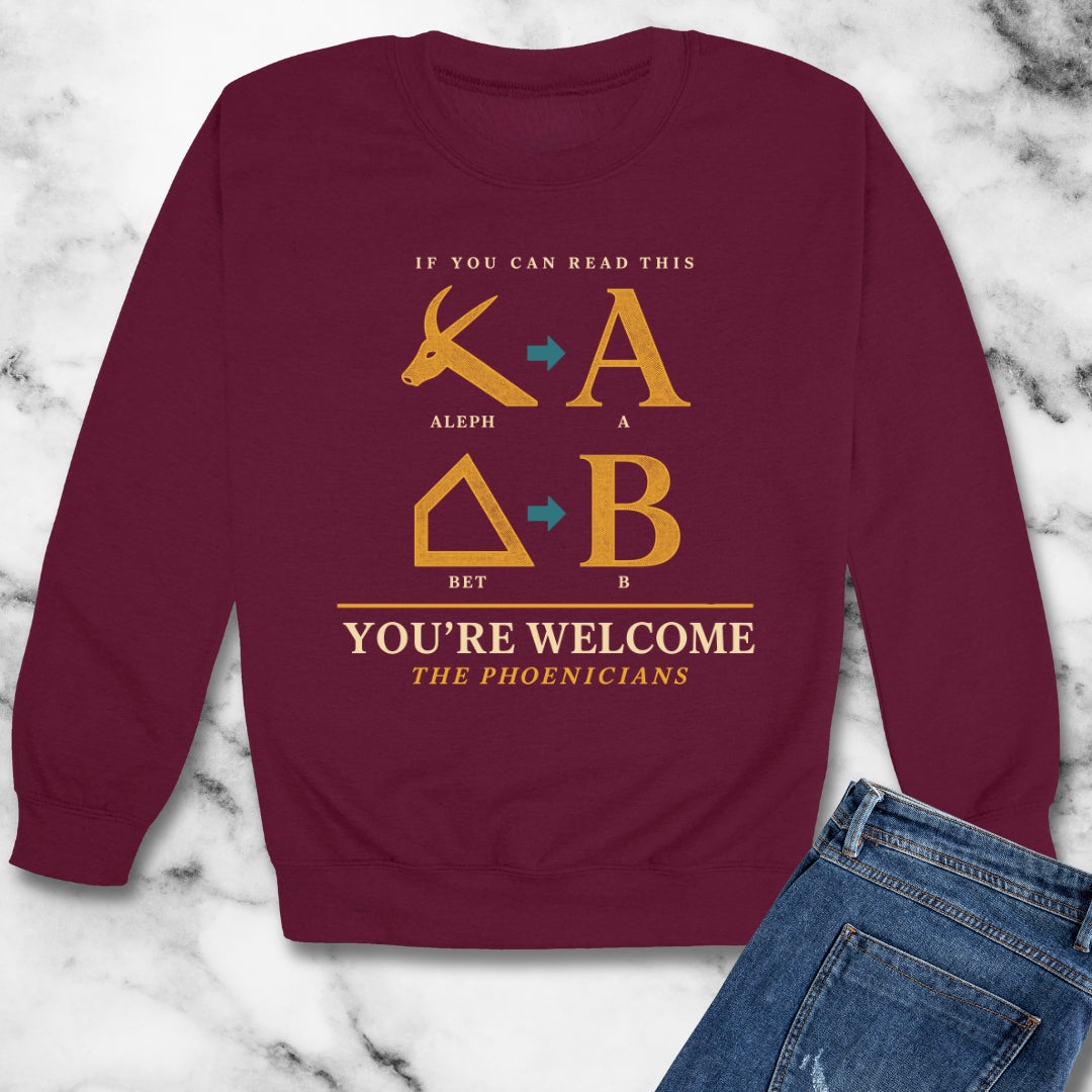 If You Can Read Phoenician Alphabet Unisex Heavy Crewneck Sweatshirt
