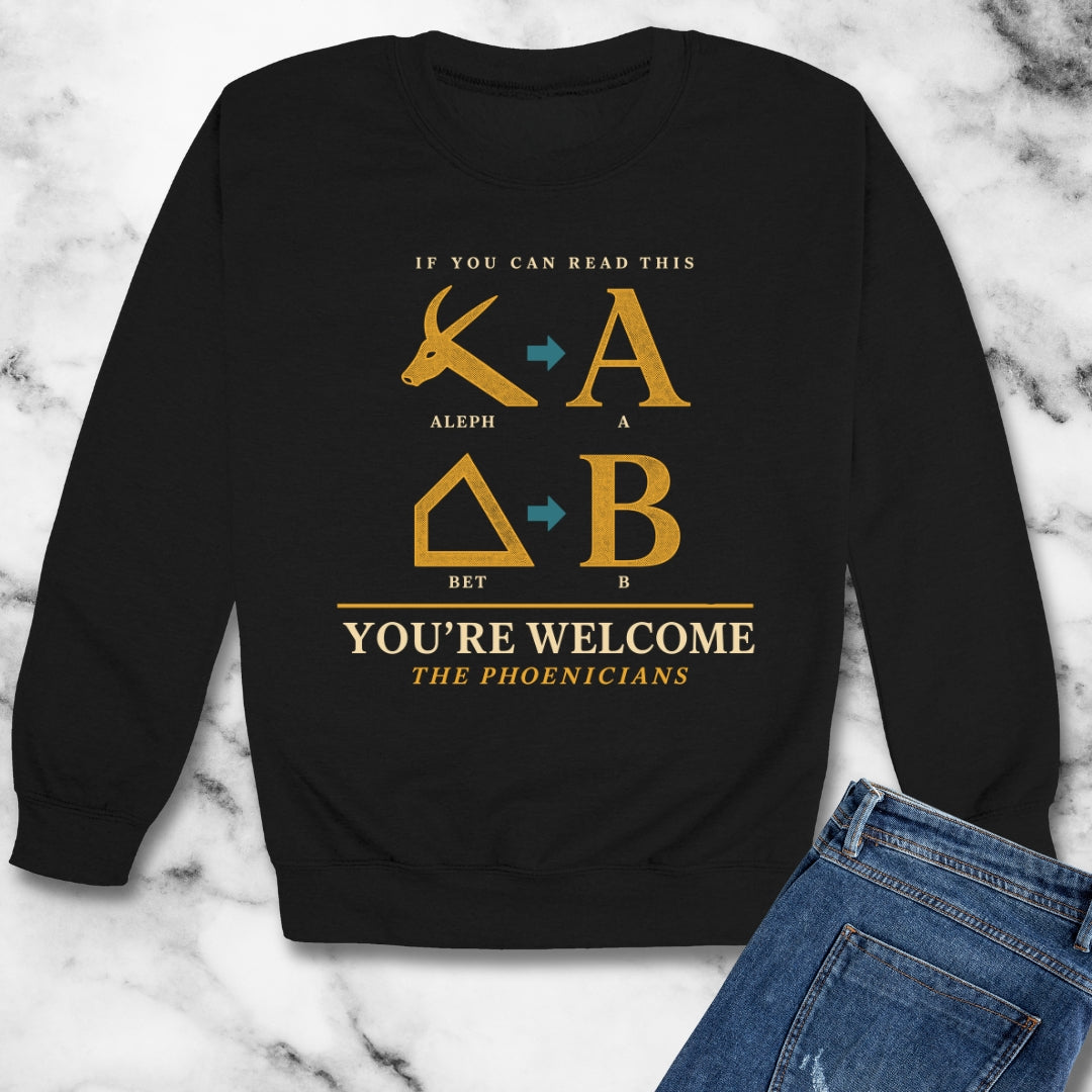 If You Can Read Phoenician Alphabet Unisex Heavy Crewneck Sweatshirt