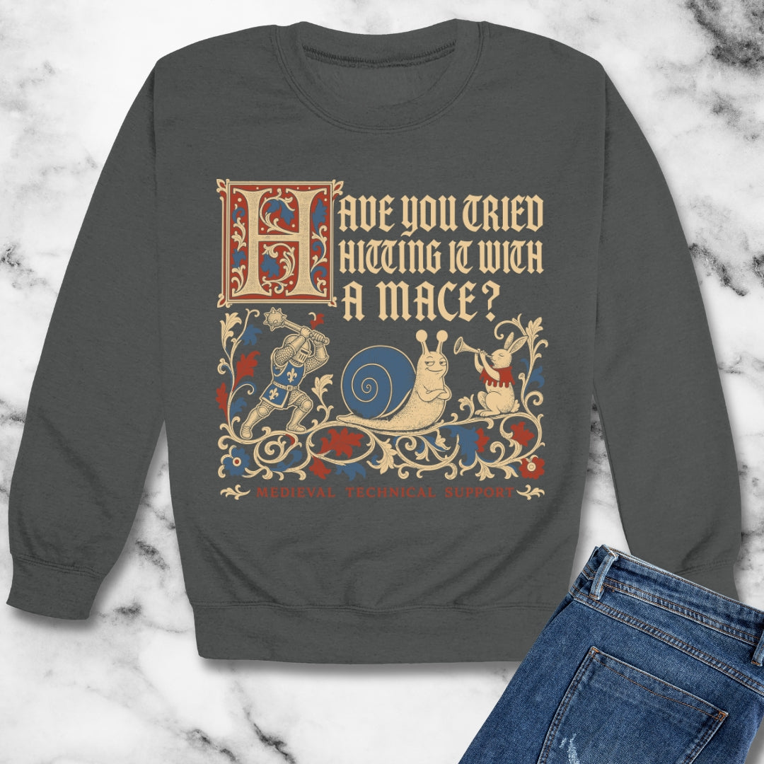 Medieval Technical Support Knight Snail Mace Unisex Heavy Crewneck Sweatshirt