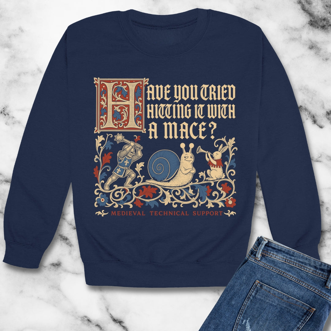 Medieval Technical Support Knight Snail Mace Unisex Heavy Crewneck Sweatshirt