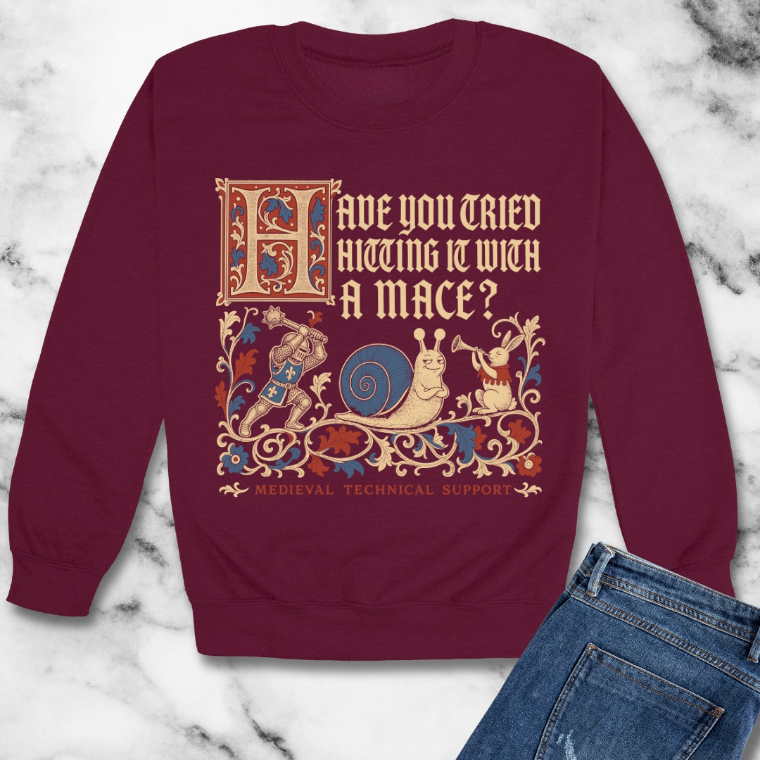 Medieval Technical Support Knight Snail Mace Unisex Heavy Crewneck Sweatshirt