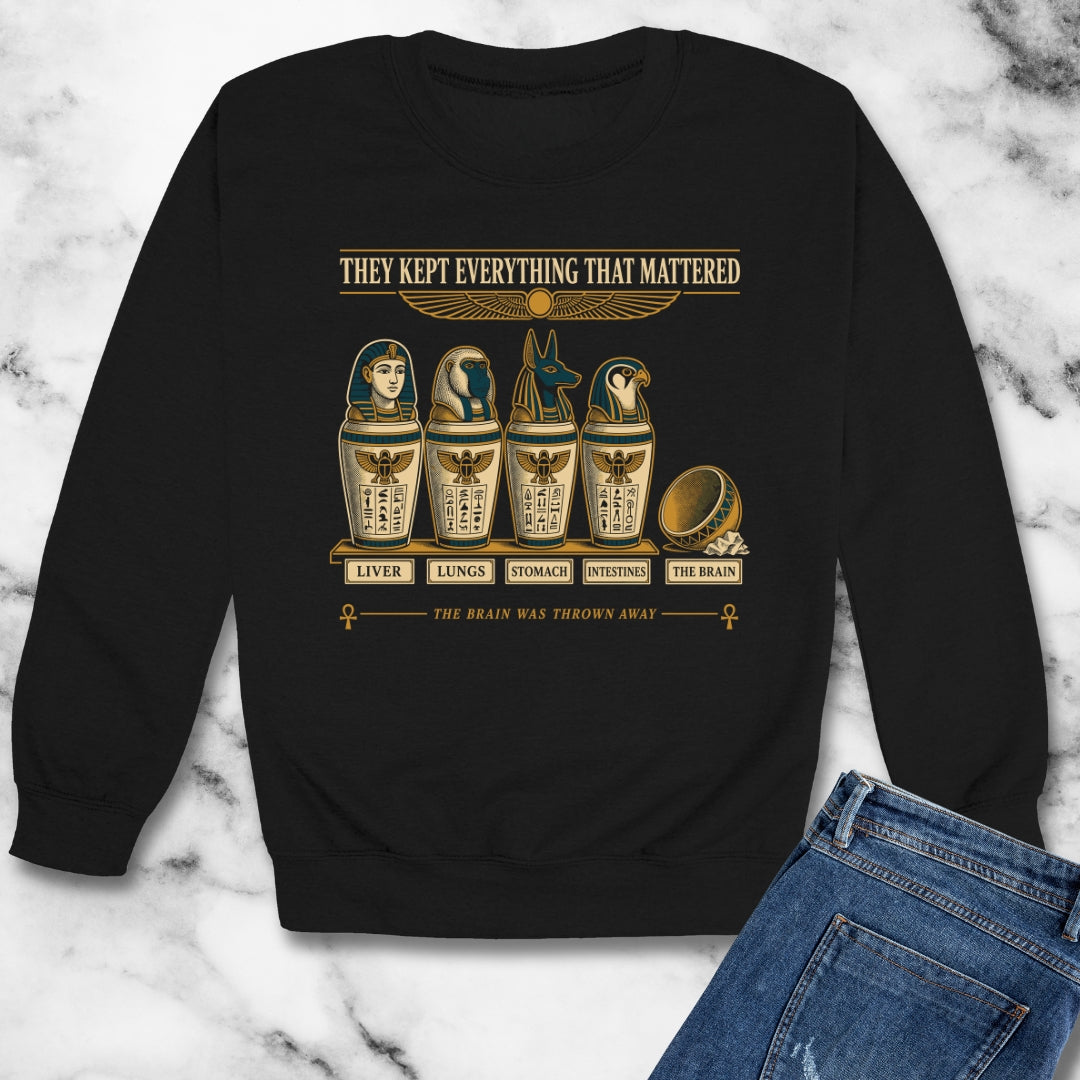 Egyptians Threw Brain Away Unisex Heavy Crewneck Sweatshirt