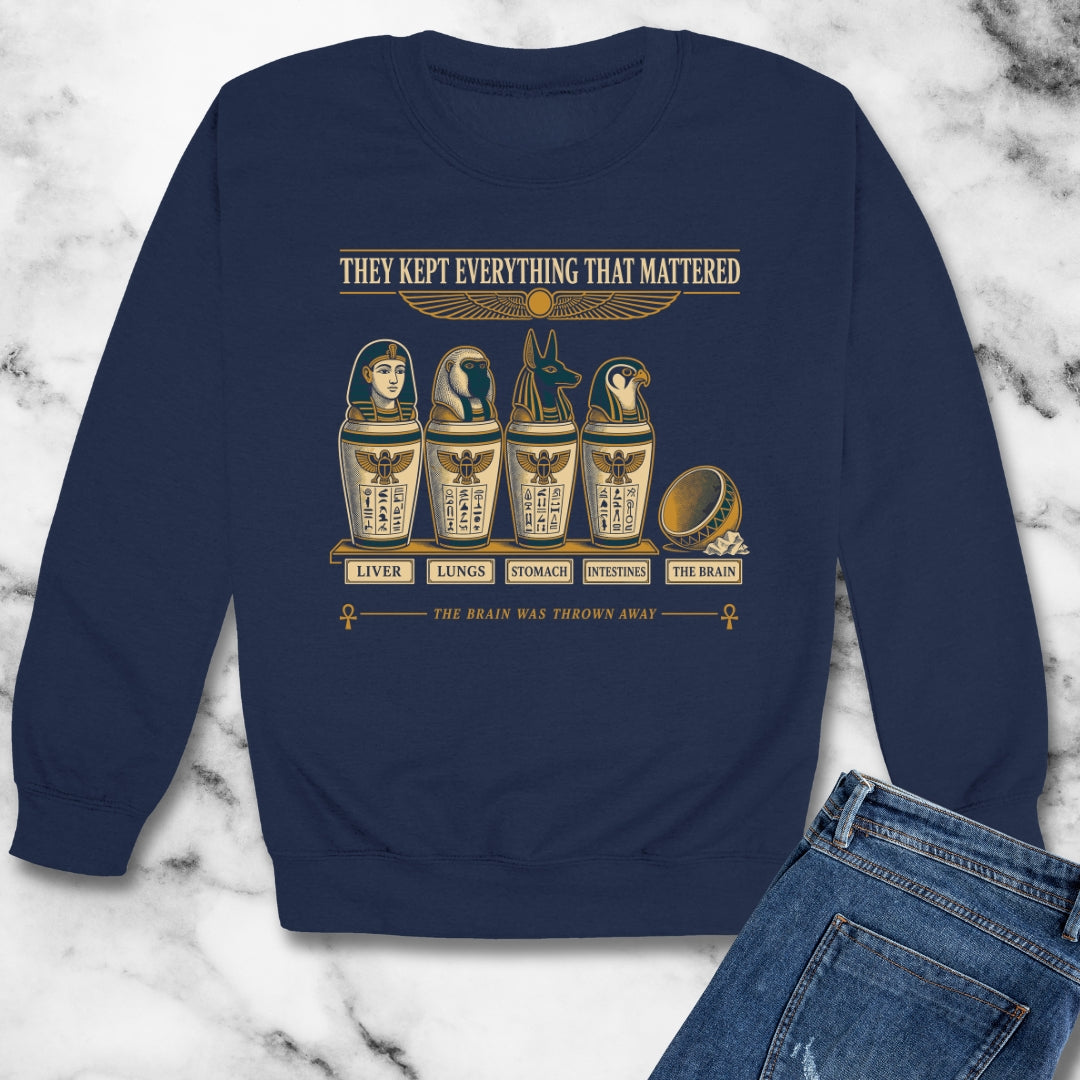 Egyptians Threw Brain Away Unisex Heavy Crewneck Sweatshirt