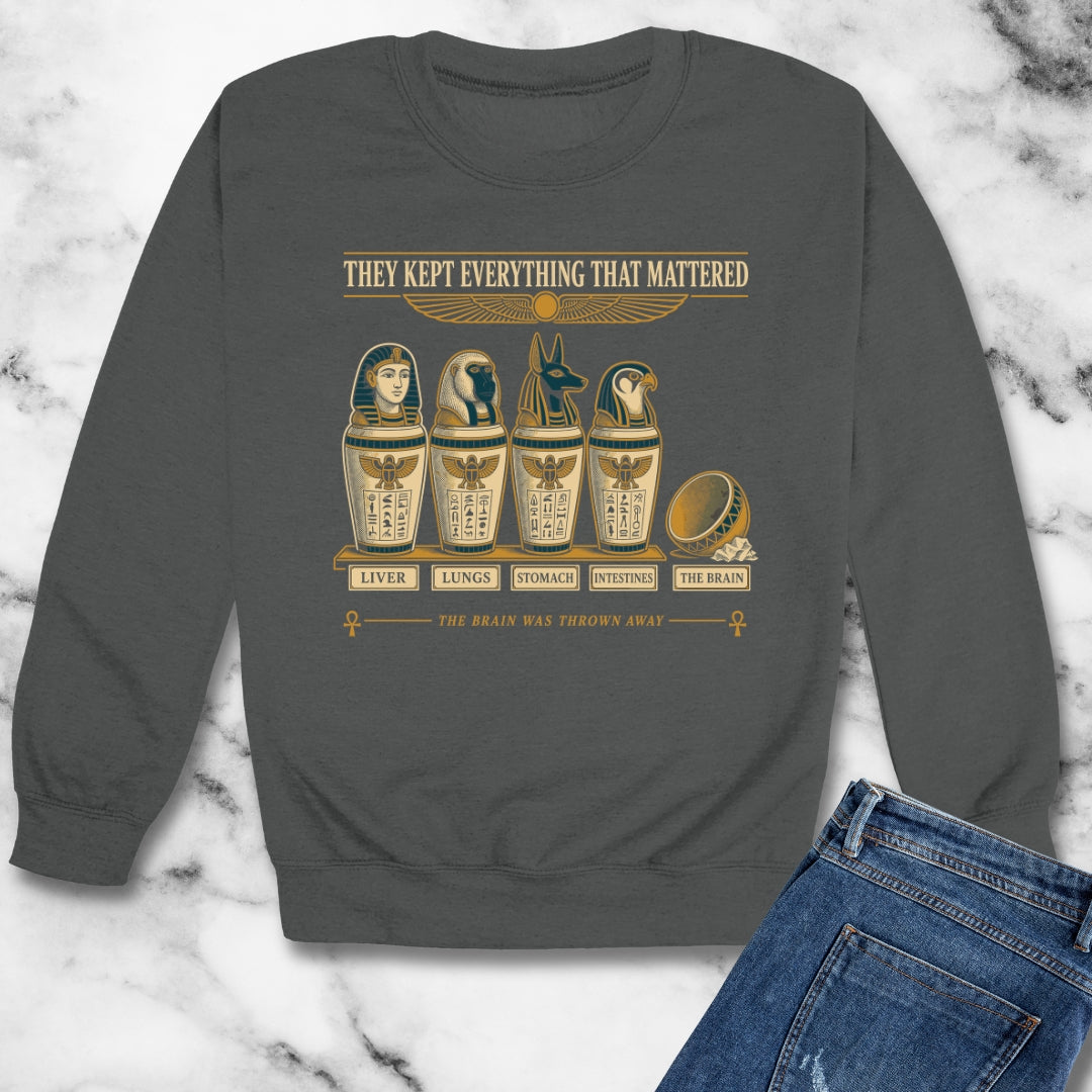 Egyptians Threw Brain Away Unisex Heavy Crewneck Sweatshirt