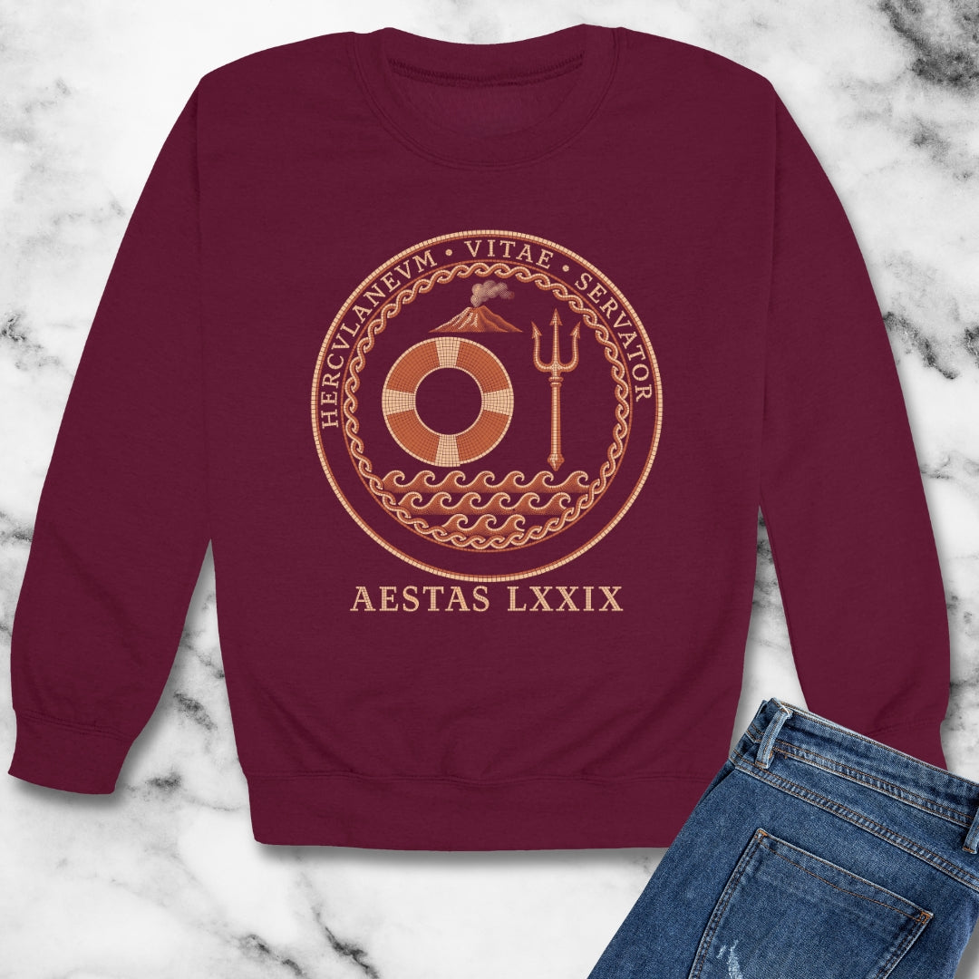 Herculaneum Lifeguard Summer 79 in Latin Unisex Heavy Crewneck Sweatshirt