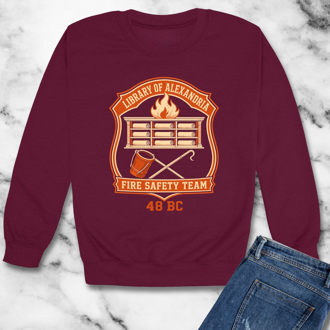 Library Alexandria Fire Safety Unisex Heavy Crewneck Sweatshirt