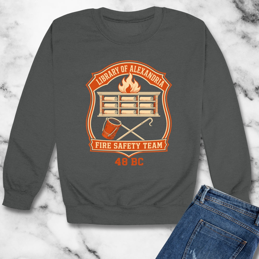 Library Alexandria Fire Safety Unisex Heavy Crewneck Sweatshirt