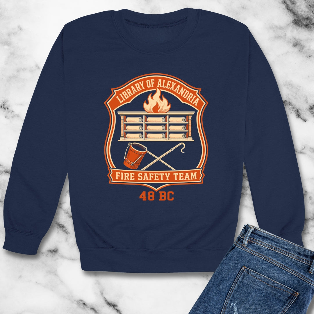 Library Alexandria Fire Safety Unisex Heavy Crewneck Sweatshirt