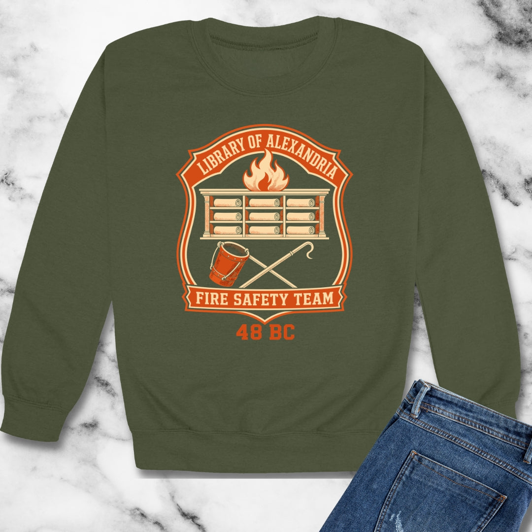 Library Alexandria Fire Safety Unisex Heavy Crewneck Sweatshirt