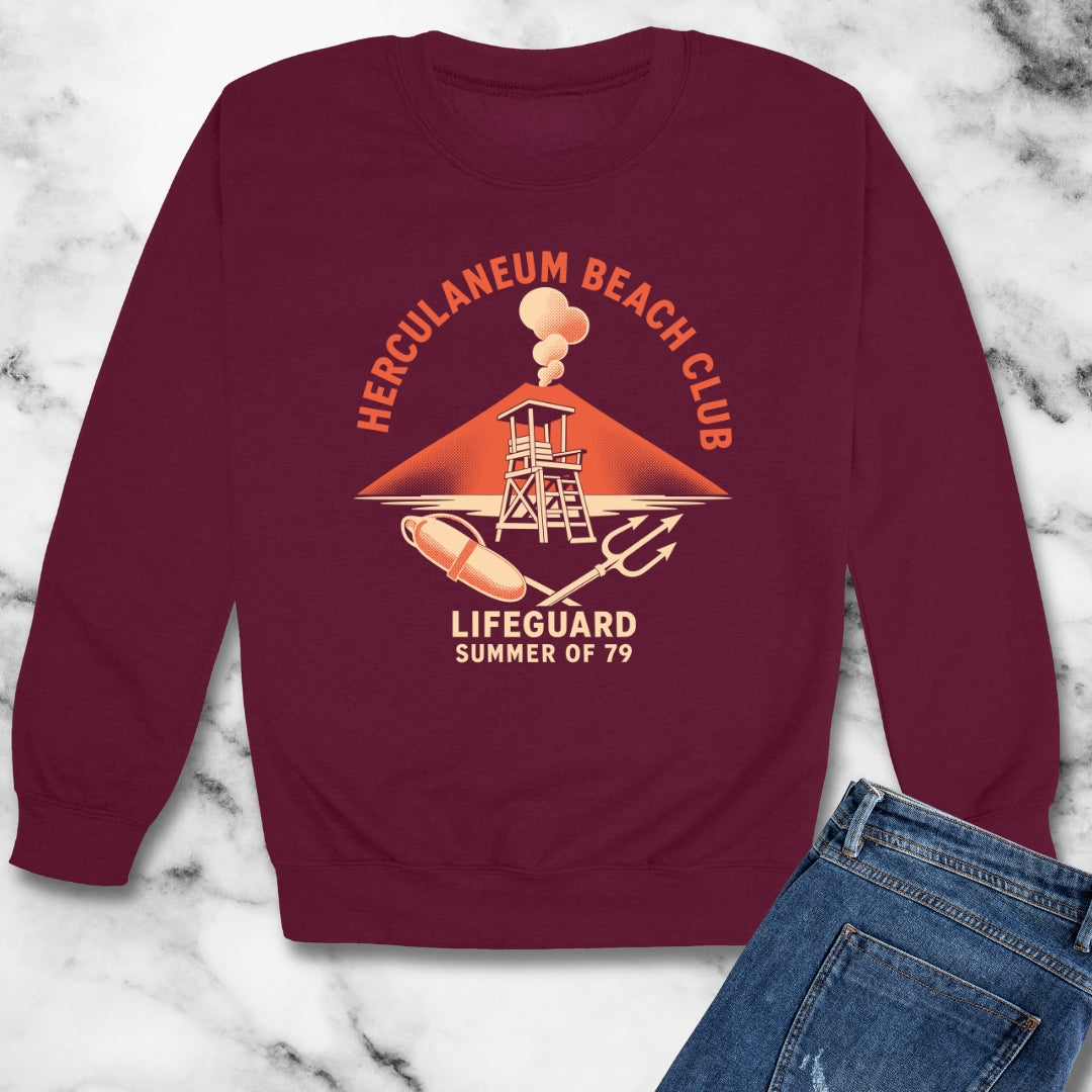 Herculaneum Beach Club Lifeguard Unisex Heavy Crewneck Sweatshirt