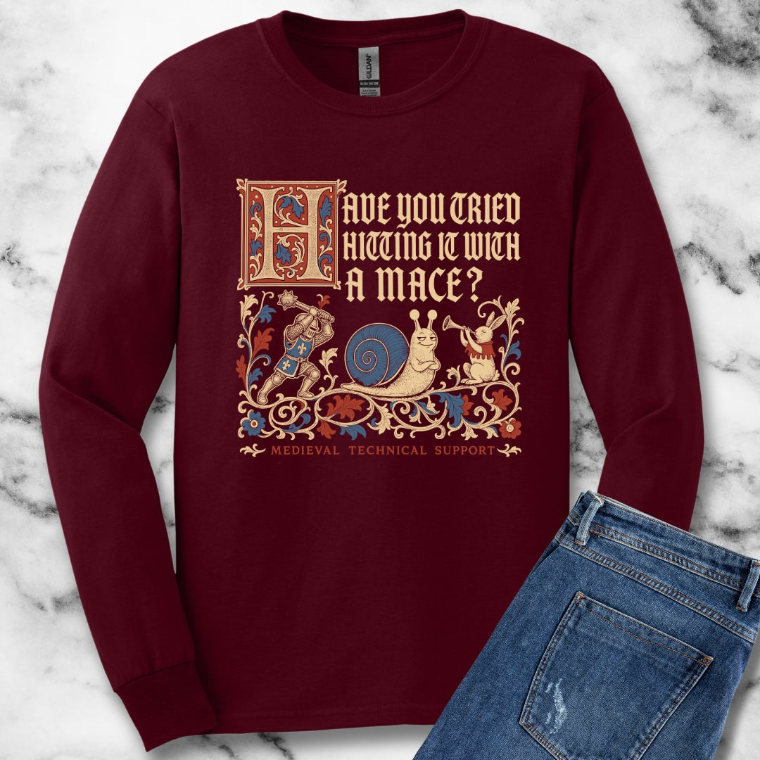 Medieval Technical Support Knight Snail Mace Unisex Long Sleeve Tee