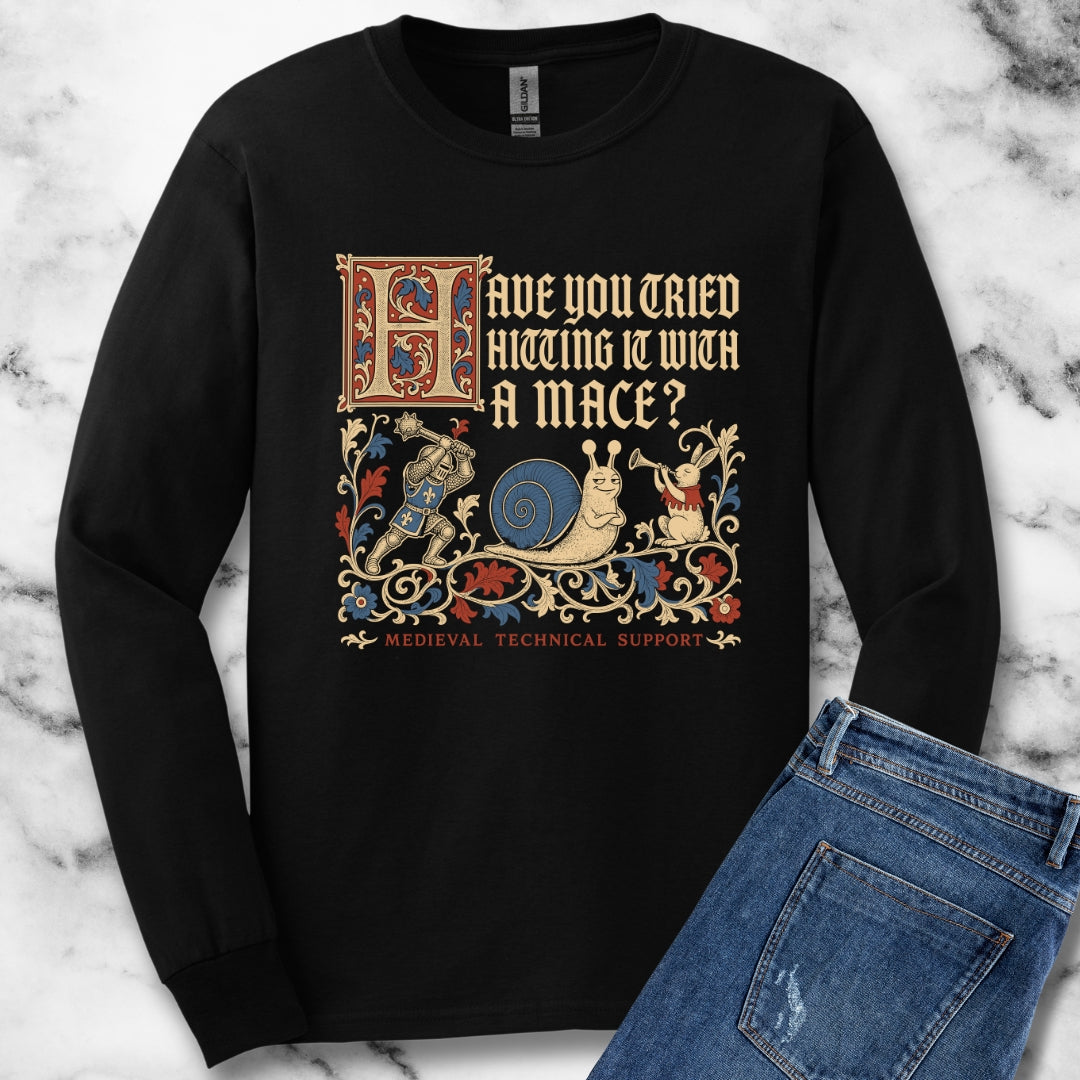 Medieval Technical Support Knight Snail Mace Unisex Long Sleeve Tee