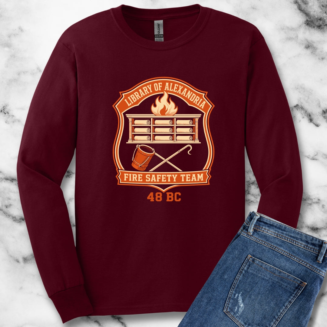 Library Alexandria Fire Safety Unisex Long Sleeve Tee