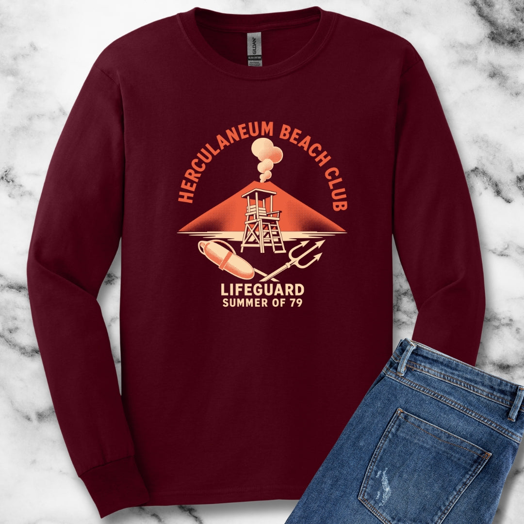Herculaneum Beach Club Lifeguard Unisex Long Sleeve Tee