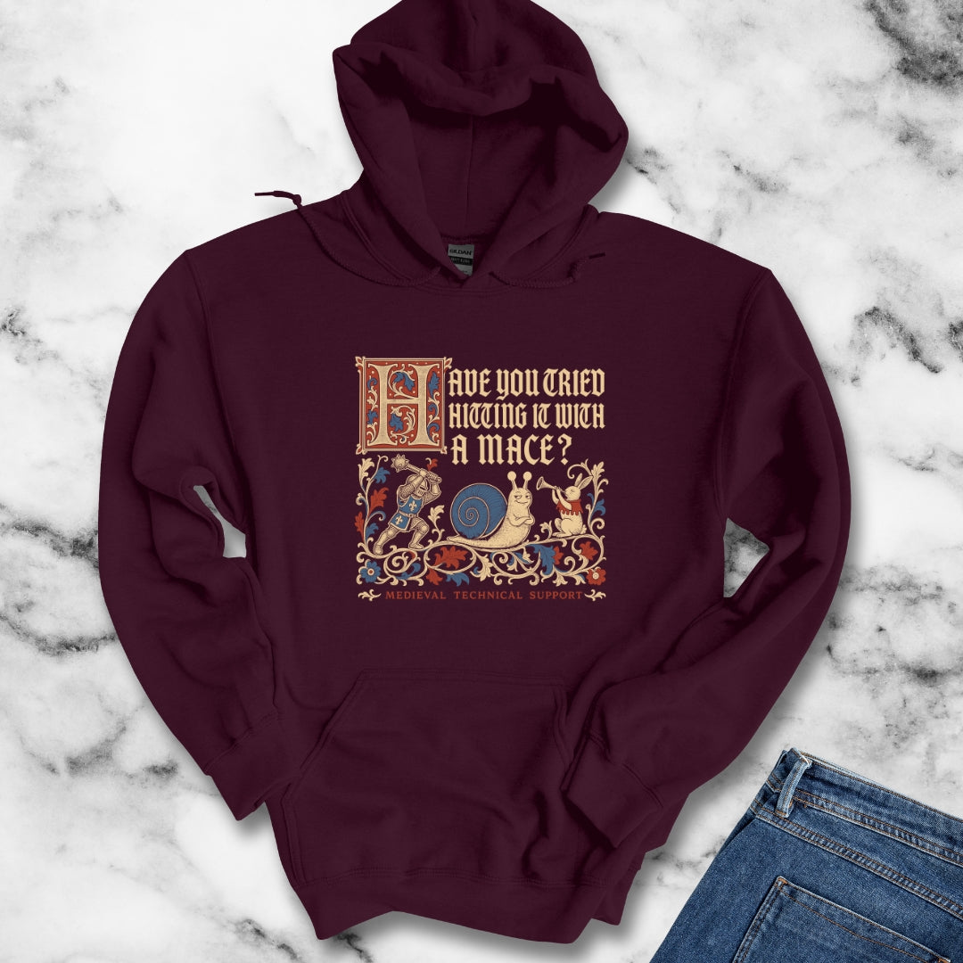 Medieval Technical Support Knight Snail Mace Hoodie