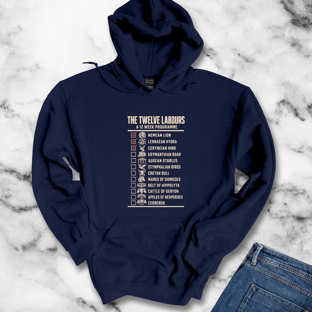 12 Labors Back Print Hoodie