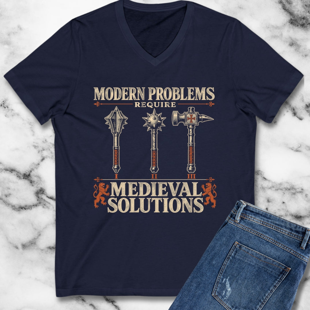 Modern Problems Medieval Solutions Maces V-Neck