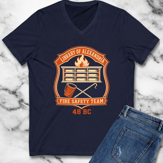 Library Alexandria Fire Safety V-Neck