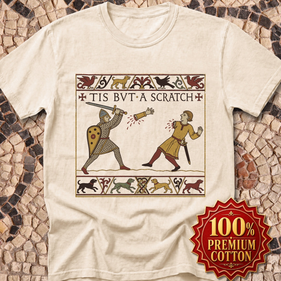Tis But A Scratch Tapestry Premium Tee