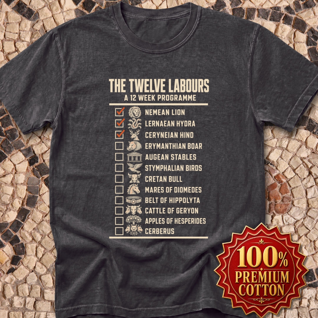 12 Labors Back Print Premium Tee
